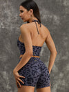 ZASUWA Female Leopard Print Hollow Out Halter Sports Bras
