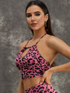 ZASUWA Female Leopard Print Hollow Out Halter Sports Bras