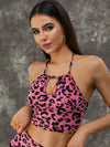 ZASUWA Female Leopard Print Hollow Out Halter Scrunch Bum Tracksuit