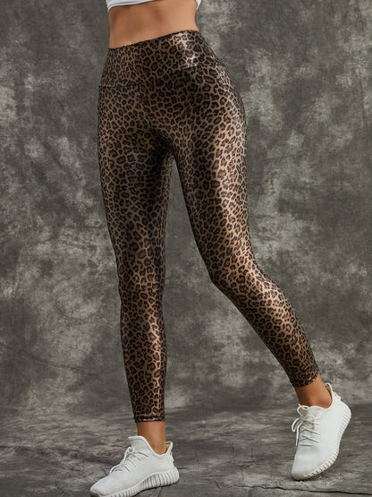 Mesh PU Faux Leather Leopard Print Tracksuit