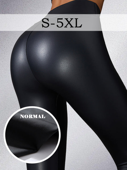 ZASUWA Female Glossy PU Hip-lift Leggings