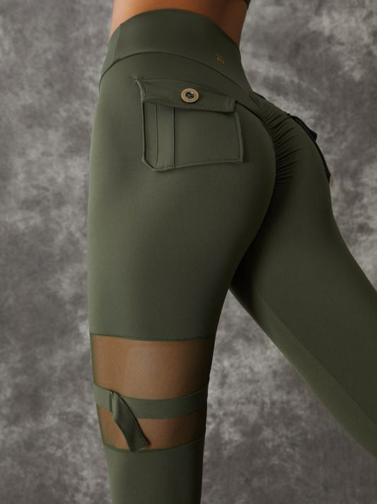 ZASUWA Female Unique Cut Out Pocket Mesh Scrunch Bum Leggings