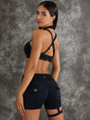 ZASUWA Female Unique Cut Out Pocket Mesh Scrunch Bum Spandex Gym Booty Shorts