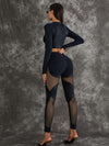 ❤ZASUWA Female PU Net Thumbholes High-rise Hip-lift Sportswear