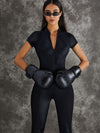 ❤ZASUWA Female Sexy Zipper Breathble Shortsleeve Jumpsuit