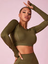 ZASUWA Female Knit Seamless Net Solid Color High-waist Sportswear
