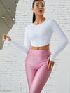 ZASUWA Female Sexy Stylish Hollow Out PU High Waist Thumbhole Leggings
