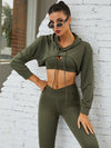 ZASUWA Female Pocket Hollow Out V-shape Waist Hoodied Sportswear