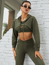 ZASUWA Female Pocket Hollow Out V-shape Waist Hoodied Sportswear