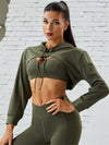 ZASUWA Female Pocket Hollow Out V-shape Waist Hoodied Sportswear