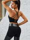 ZASUWA Female Hollow Out Cross Back PU Glossy Metal Buttons Hip-lift Sportswear
