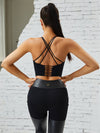 ZASUWA Female Hollow Out Cross Back PU Glossy Metal Buttons Hip-lift Sportswear