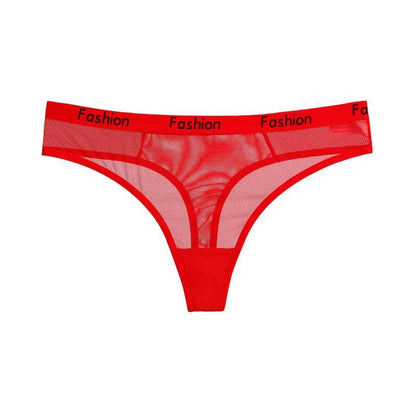Letters Printed Mesh Short Thong