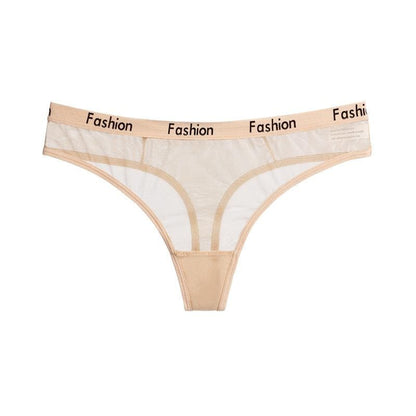 Letters Printed Mesh Short Thong