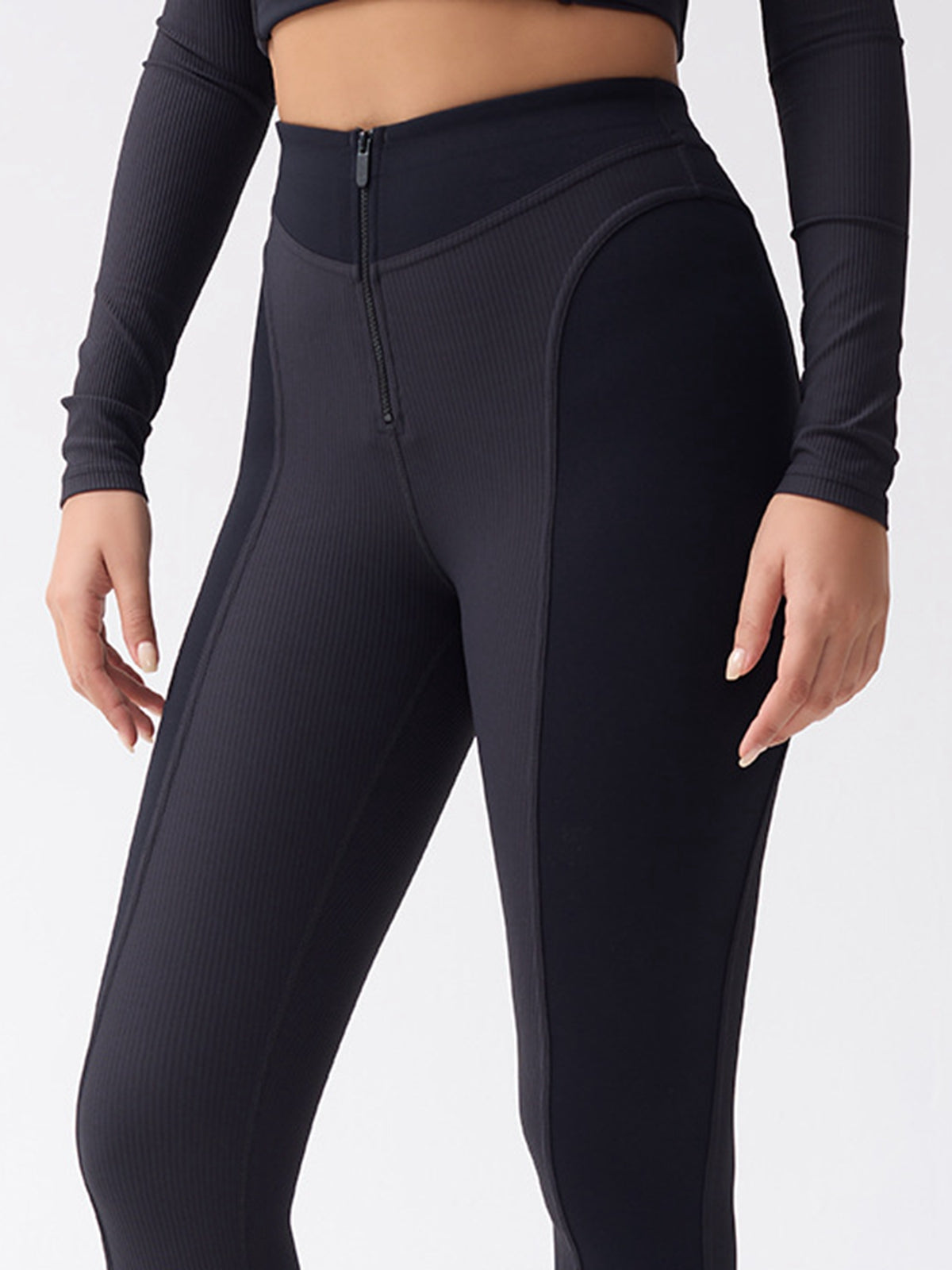 Zipper Ribbed Leggings