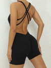 ZASUWA Female Solid Color Cross Back Romper