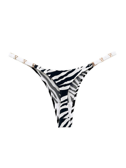 Metal Animal Print T-back Underwear