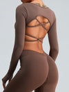 ZASUWA Female Deep V Back Scrunch Bum Leggings