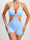 ZASUWA Female Deep V Collar Backless Scrunch Bum Romper