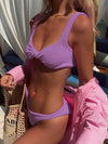 ZASUWA Female Shinny Candy Color Twist Bikini Set