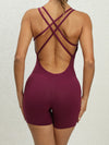 ZASUWA Female U Collar Cross Back Short Jumpsuit