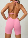 ZASUWA Female Deep V-neck Halter Scrunch Bum Jumpsuit